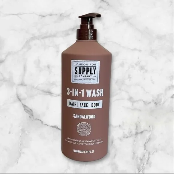 London Fog Supply | Sandalwood 3-in-1 Refreshing Wash for‎ Men 33.8 fl oz