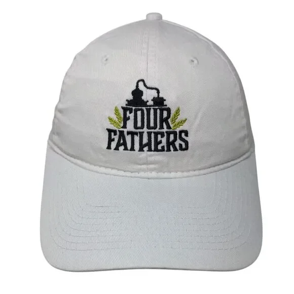 Four Fathers Strapback Hat White One Size Adjustable Embroidered Port & Company