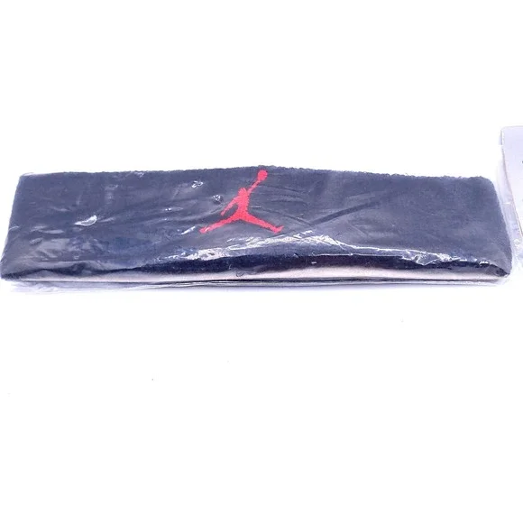 Vintage Jordan Jumpman Headband Black with Red Logo Training Stretch Unisex