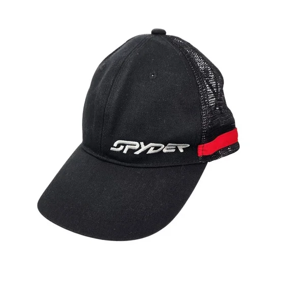 Spyder Mens Baseball Cap Black Trucker Hat Adjustable Logo‎ Snapback