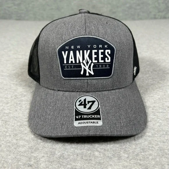 New York‎ Yankees 47 Trucker Hat Baseball Cap OSFA Gray Black MLB