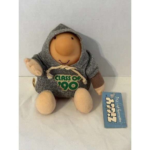 Vintage Ziggy Plush Doll Class of 1990 with‎ Hoodie & Tag American Greetings