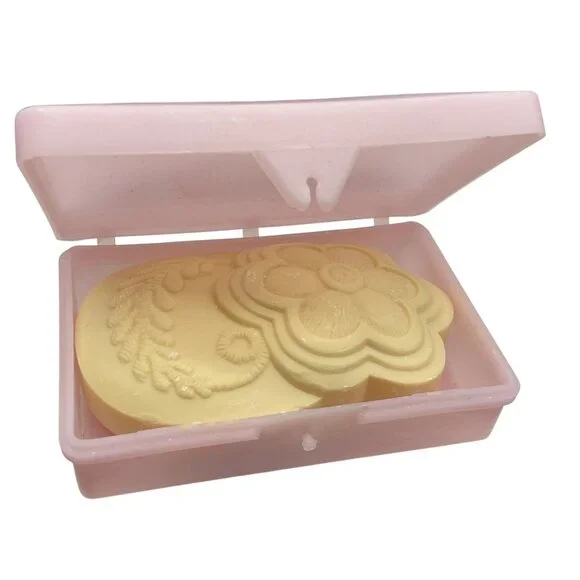 Vintage Stanley Home Products Pink Plastic Soap Dish With Floral Soap 4