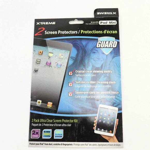 Xtreme 2 Pack Ultra Clear Screen Protectors for iPad Mini Guard Combo
