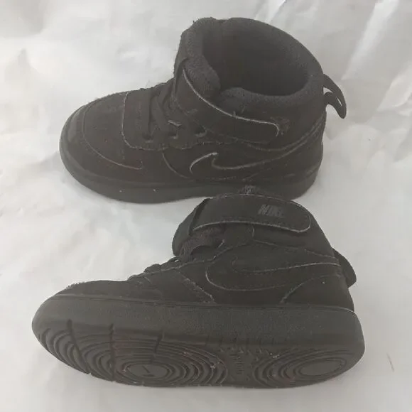 Nike Court Borough Black High-Top Sneakers with Velcro Closure Baby Size 7