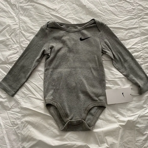 Nike Gray Long Sleeve Baby Onesie