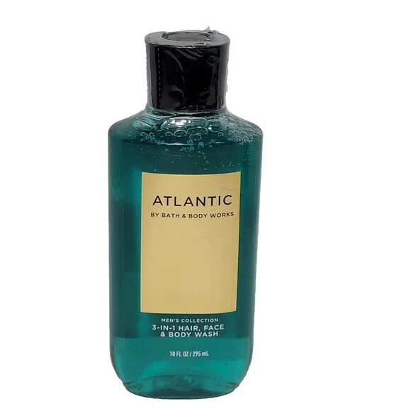 Bath & Body Works Atlantic Mens 3 in 1‎ Hair Face Body Wash 10 oz Discontinued