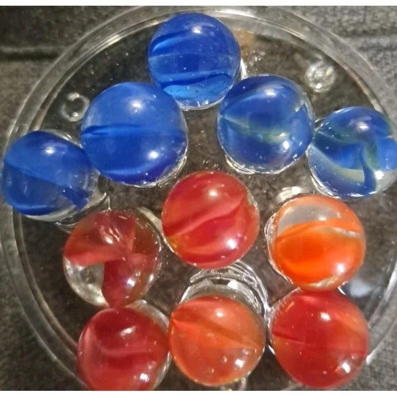 Lot Of 11 Estate Sale Marbles Blues And Orange Cats Eyes