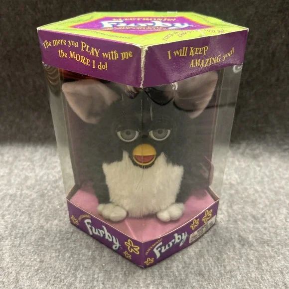 Vintage Black & White Furby 1998 Tiger Electronics New‎ Sealed In Box #70-800