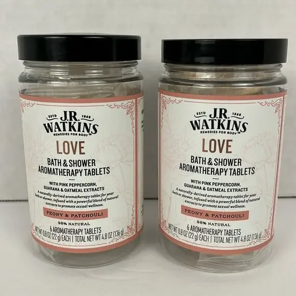 J.R. Watkins Aromatherapy Bath Shower Tablets Love Peony Patchouli 6 Tab Lot of2