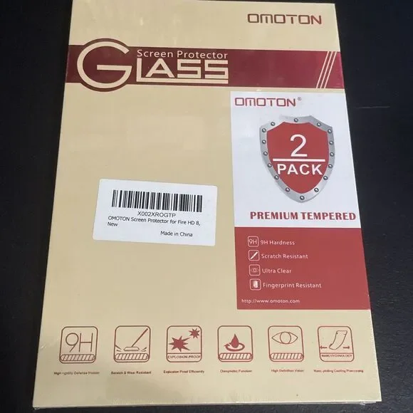 Screen Protector Omoton Glass for Fire HD 8 tablet Sealed New Old Stock 2020