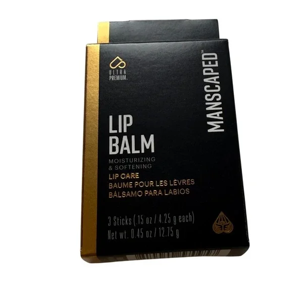 Manscaped UltraPremium Lip Balm 3 Pack Moisturizing Vegan Matte Lip Care NEW