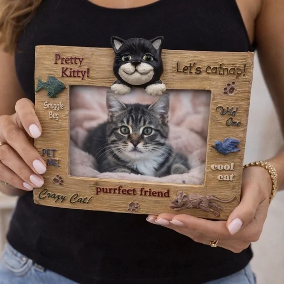 Vintage 1998 Figi Purfect Friend 3.5x5 Cat‎ 3D Picture Frame
