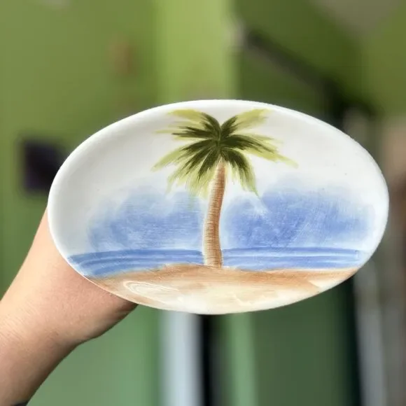 VTG Island Beach Motif Kitchen Bathroom Sink Ceramic Bar Soap Holder