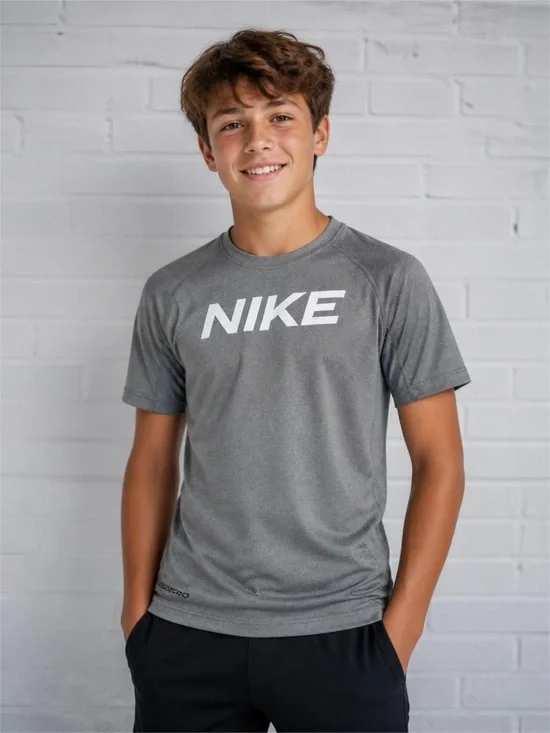 Nike Gray Short Sleeve Logo Tee