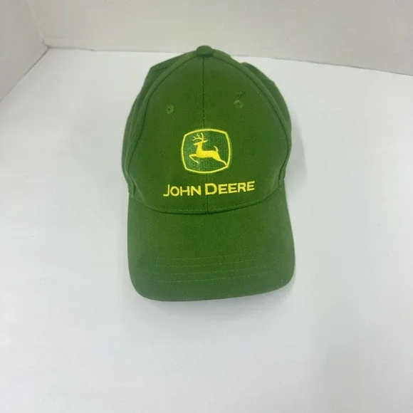 John Deere Hat Cap Strap Back Mens One Size Green Logo Outdoor Farm Workwear