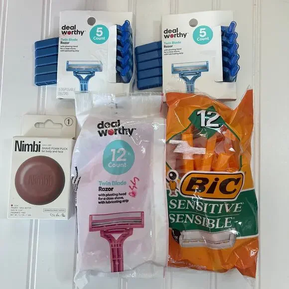 NEW NWT BIC & Deal Worthy Razors & Shave Puck Gift Travel Toiletries