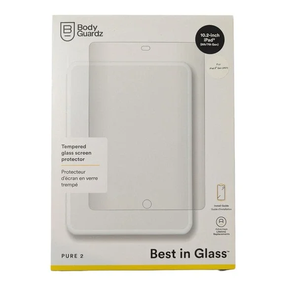 X3. BodyGuardz Pure2 Tempered Glass Screen Protector iPad 10.2 (7th/8th Gen)