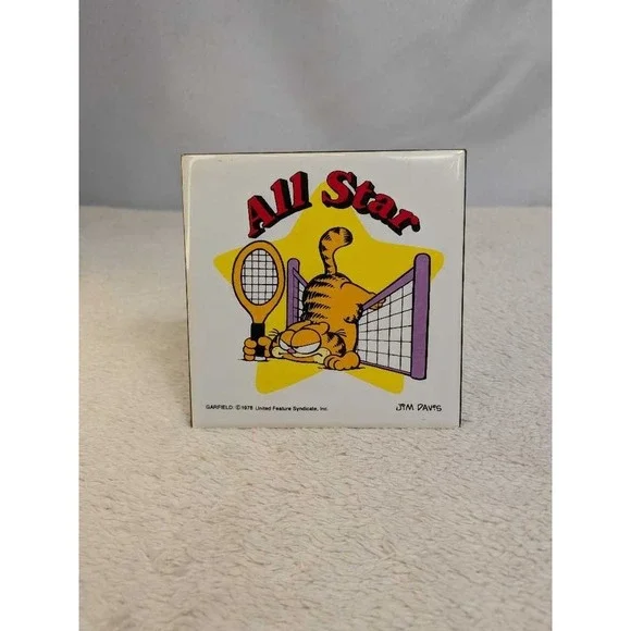 Garfield All Star Tennis Ceramic Photo Jim Davis Enesco 1978