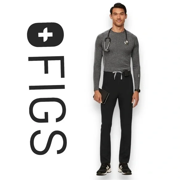 FIGS ✘ NWOT Axim Technical Cargo Tie Waist Pocket Stretch Scrub Pants, Black, S