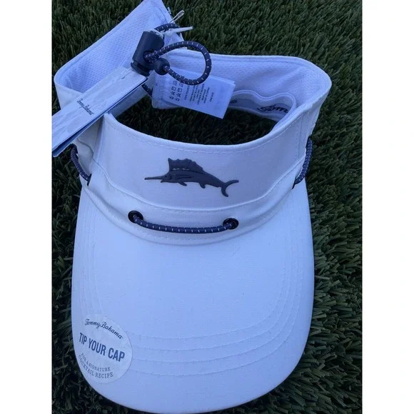 TOMMY BAHAMA VISOR HAT OFF WHITE MARLIN ADJUSTABLE CAP ROPE BUNGEE NEW!!