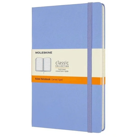 ♥️BUY 5 GET 3 FREE Moleskine Classic Notebook, Large, Ruled, Hydrangea Blue