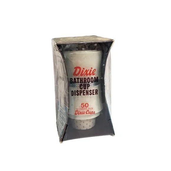 Vintage Mid Century Dixie Cup Bathroom Dispenser NIP‎ Starburst Design & 50 Cups