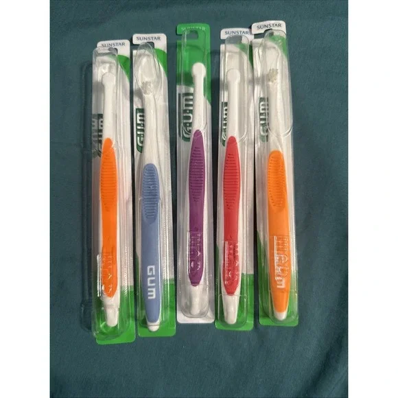 5x GUM End Tuft Toothbrush Extra Small Head for Hard-to-Reach Assorted New 308