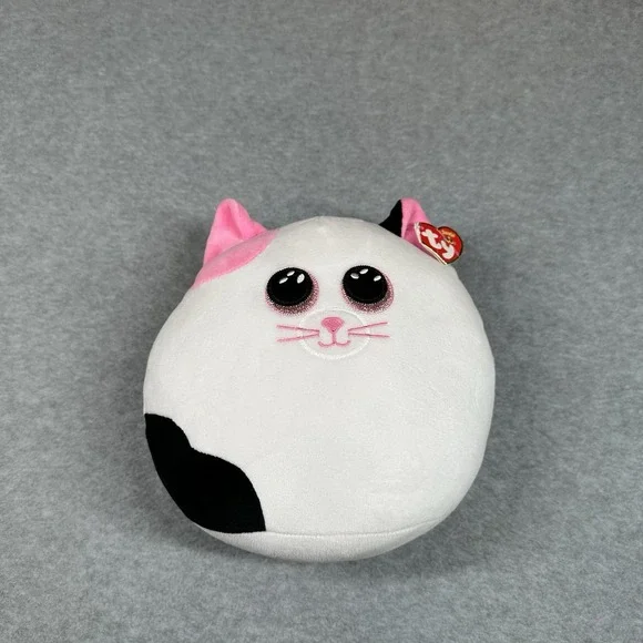 TY Squish-a-Boos Muffin Kitty Cat Plush 8 inch‎ Kitty Pink Ears NWT NOTE