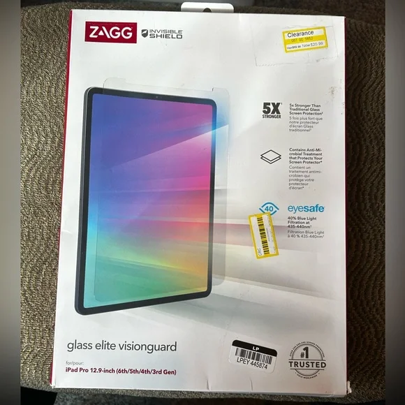 NIB ZAGG Glass Elite VisionGuard Screen Protector for iPad Pro 12.9-inch