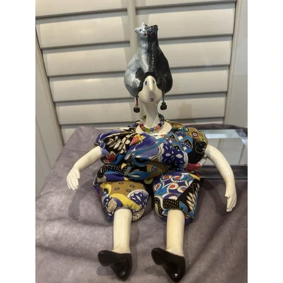 Cerri Art Poupee Millet Bean Bag‎ Handmade Doll France Vintage CATS 17
