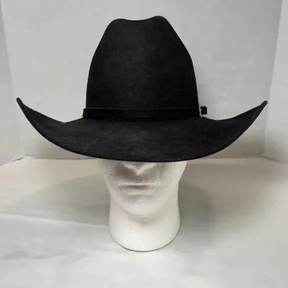 Peters Brothers Cowboy Hat Size 6 3/4 Black Felt Fur Western Cowgirl Work 8737