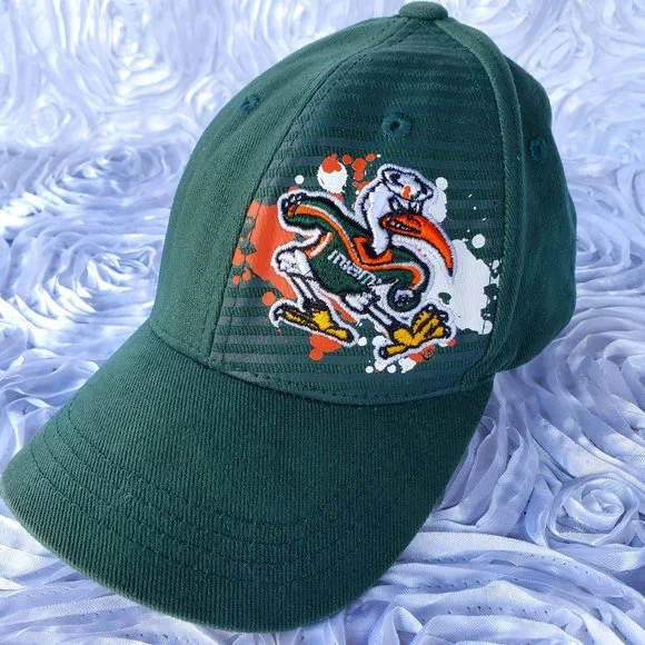Vintage Miami Hurricanes Snapback Adjustable Youth Hat Green Embroidery Mascot
