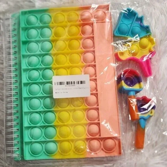 Pop It Book NEW! Pop It Cover Note Book, keychain, 2 pencil top