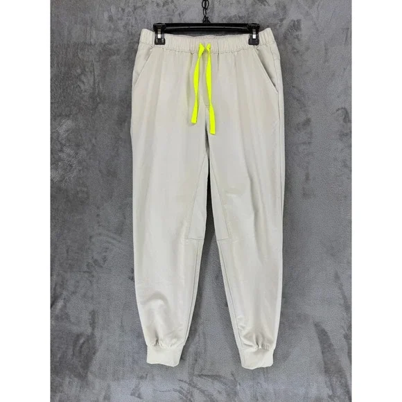 FIGS Tansen Jogger Scrub Pants Sand Beige Neon Yellow Drawstring 1000203 Mens S