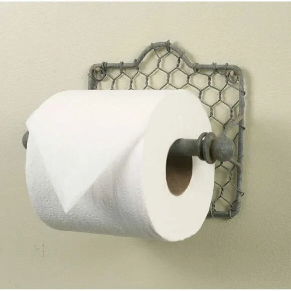 NEW! Farmhouse Chicken Wire Toilet Paper Roll Holder Country Primitive Bathroom