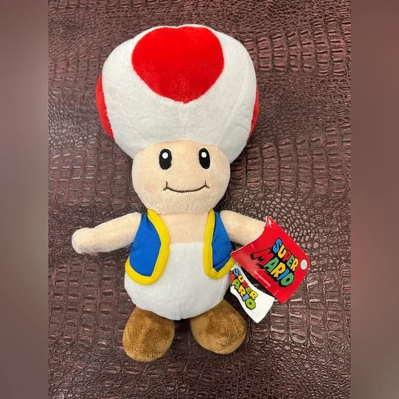 NWT Nintendo 12” Tall Super Mario Bros Mushroom Toad Stuffed Plush New with Tags
