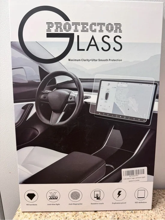 Tempered Glass Screen Protector for Car Tablet - Black