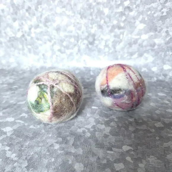 NWOT Hand Felted Wool Cat Toys with Bells - Set Of 2