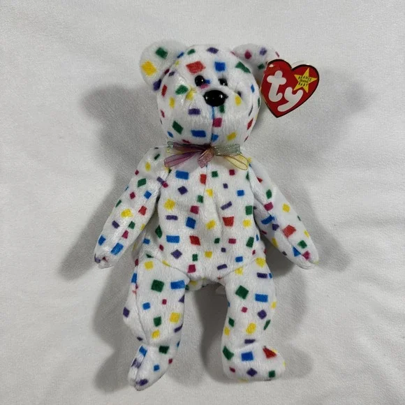 Ty 2K Beanie Baby‎ Bear Plush Toy Confetti Squares January 1 2000