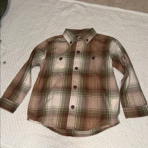 The Children's Place Green and Brown Plaid Shirt