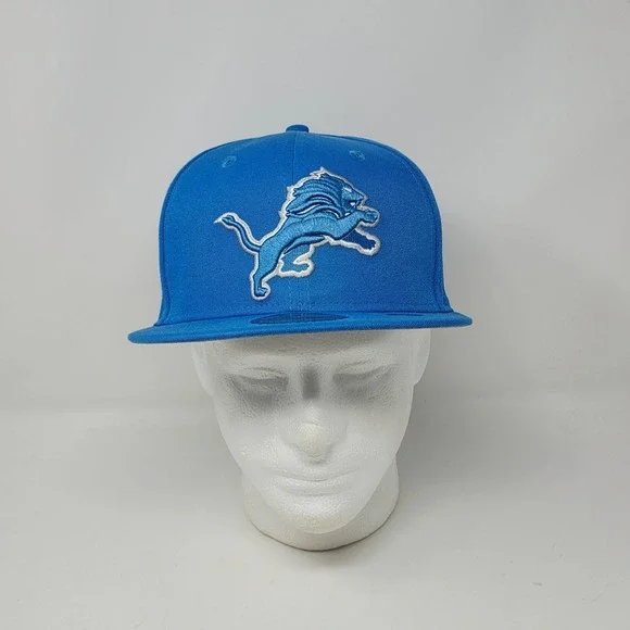 New Era 59FIFTY Detroit Lions Mens Size 7 3/8 Core Classic Logo Blue Hat Cap NFL