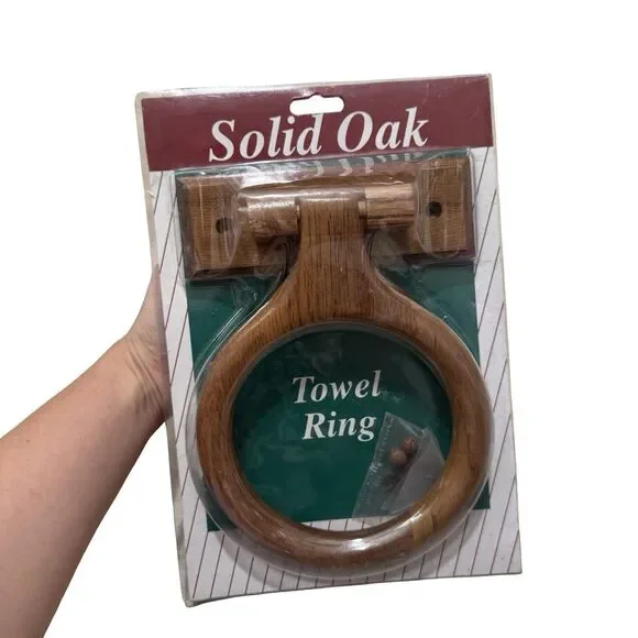 Vintage Solid Oak Towel Ring – Made in China– New in Package Eagle Hardware