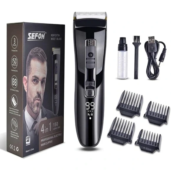 Hair Clippers for Men Professional, LCD Display Cordless Electric Beard Trimmer
