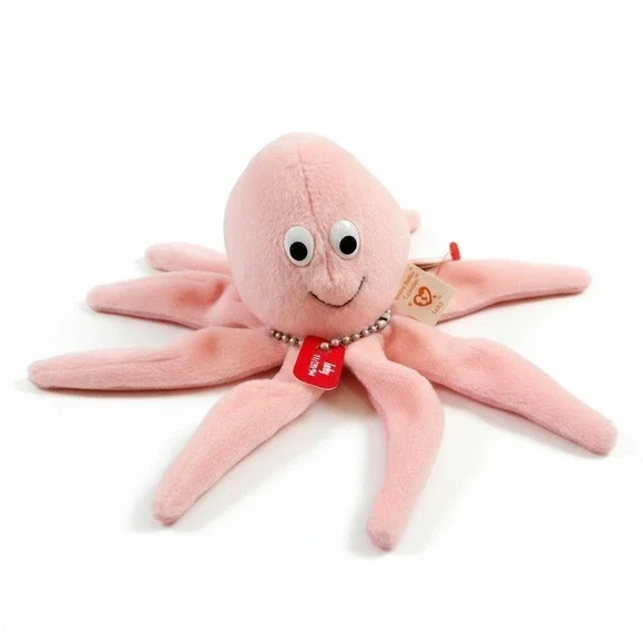 Vintage‎ 1994 Ty Beanie Babies Inky the Octopus Pink Plush Stuffed Animal