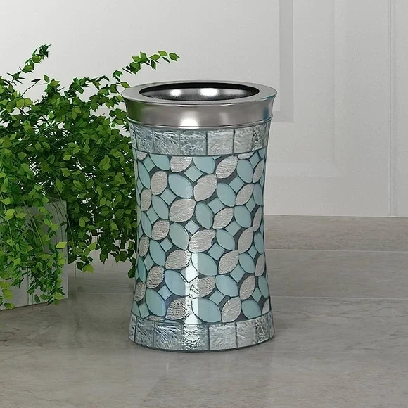 nu steel Sea Foam Tumbler & Makeup Brush Organiser in Aqua Blue/Silver Glass