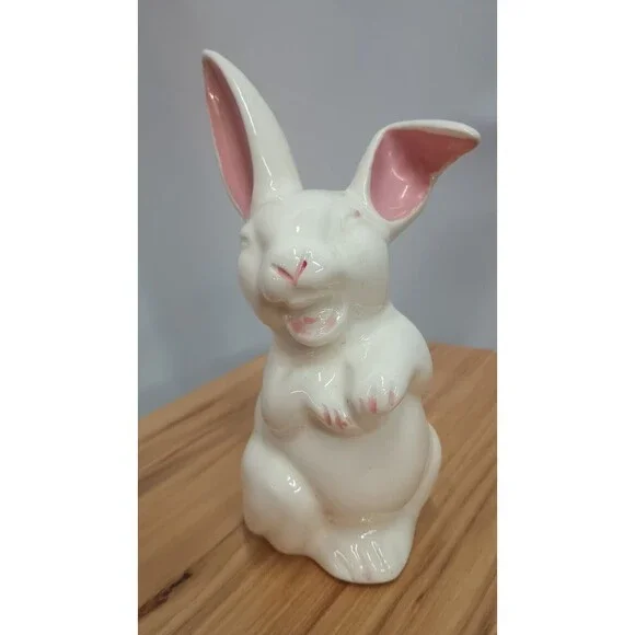 Vintage Laughing Bunny Cotton Ball Dispenser Tail Rabbit