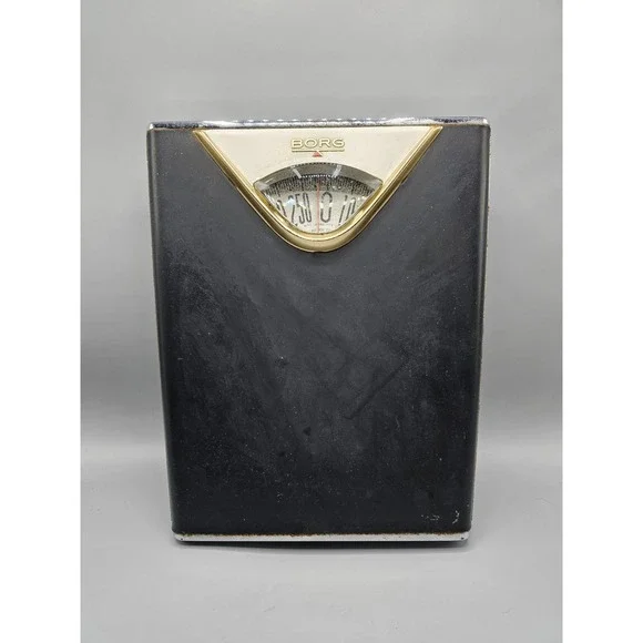 Vintage MCM Borg Flight Bathroom Scale Made In USA Black‎ Brass