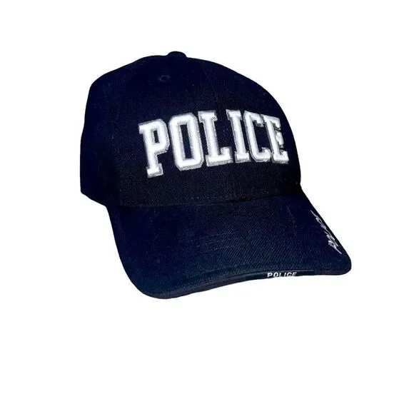 - NEW with tags black adjustable POLICE cap/hat with embroidered lettering