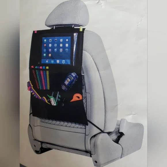 Black Rear Car Seat Organizer with Multiple Pockets